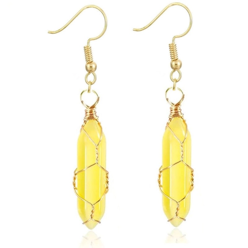 1 Pair Casual Minimalist Geometric Natural Stone Crystal Iron Drop Earrings