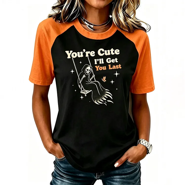 Women's Retro Halloween Theme Pattern Print Short-sleeve T-shirt