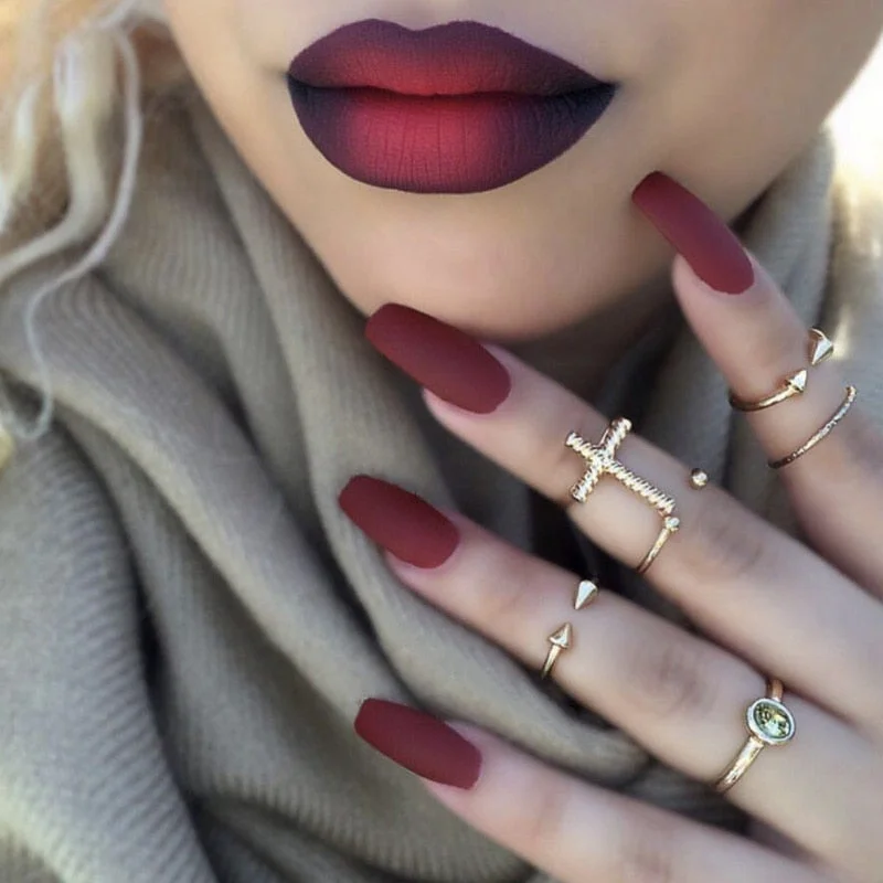 24PCS Rose Pink Color Changing Fake Nails Art Tips Press On False Detachable Full Cover Artificial Nail Art DIY Manicure No Glue-Nail Inspo