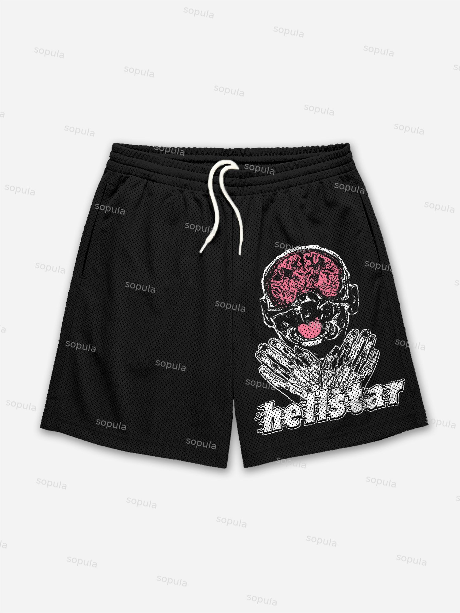 Fun Brain Earth Print Mesh Shorts - SOPULA