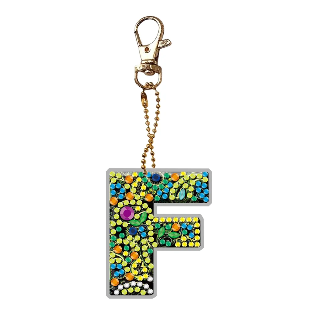 DIY Handmade Gem Keychains Letters Lady Bag Pendant