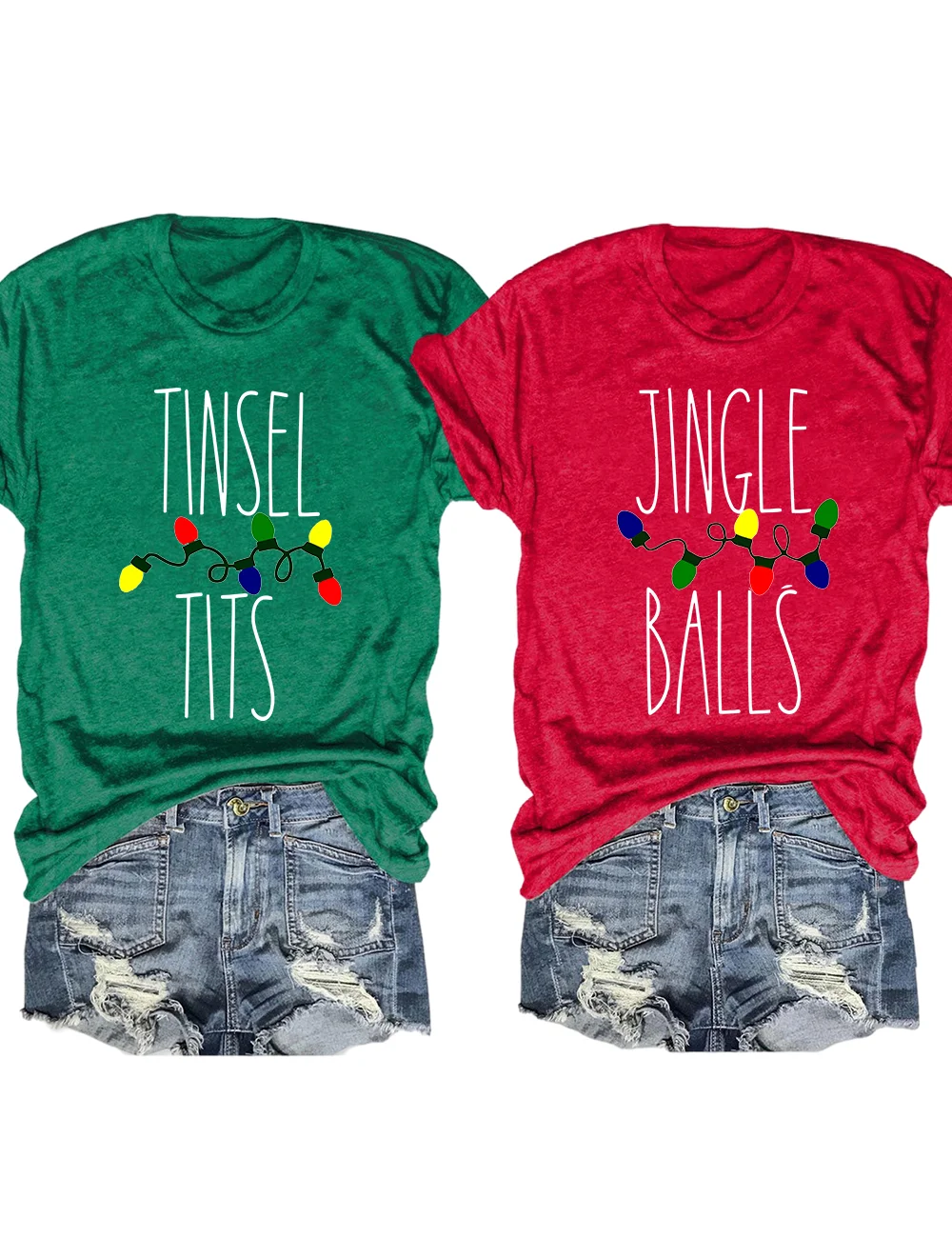 Tinsel Tits/Jingle Balls Christmas Matching T-Shirt