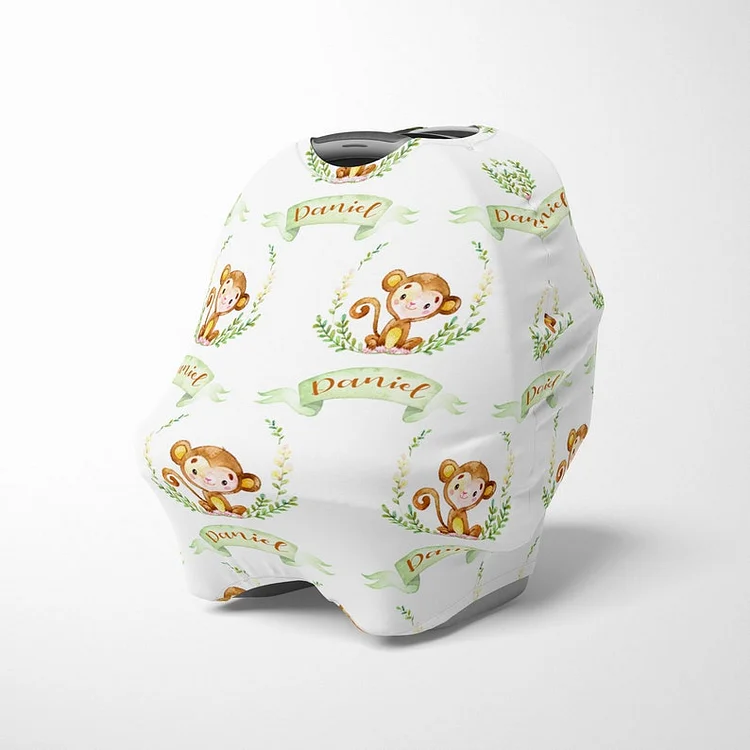 Personalized Boy Monkey Baby Car Seat Canopy| Canopyl57