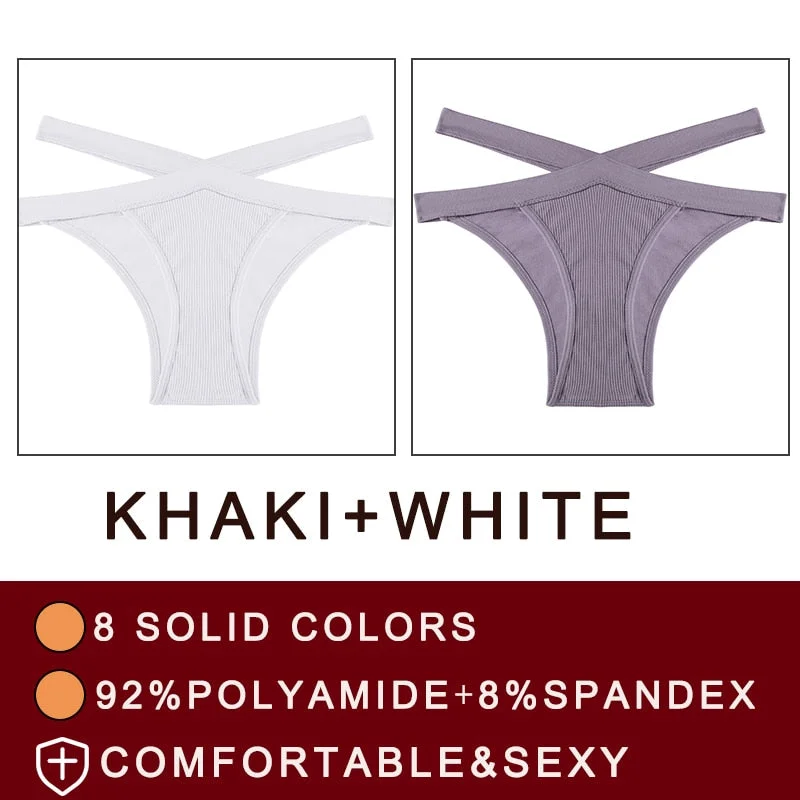 2PCS/Set Cross Waist Strap Women Panties Seamless Underwear Sexy Panties Lingerie Underpants Briefs Solid Color Female Pantys