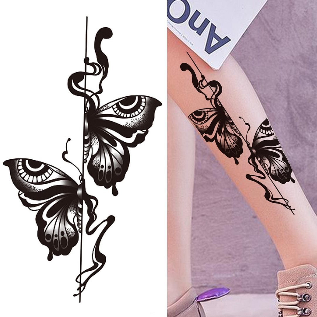 Lily Chains Flower Temporary Tattoos For Women Girl Black Butterfly Dream Catcher Tattoo Sticker Fake Rose Sexy Tatoos Back Body 1103
