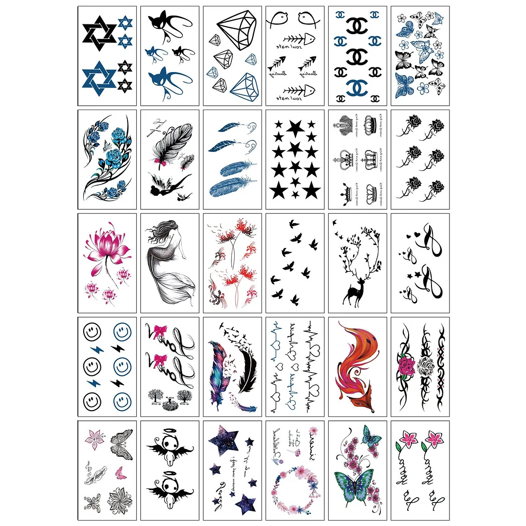 3D personality children young men and women fashion flowers simple text love arm neck wrist waterproof temporary tattoo stickers