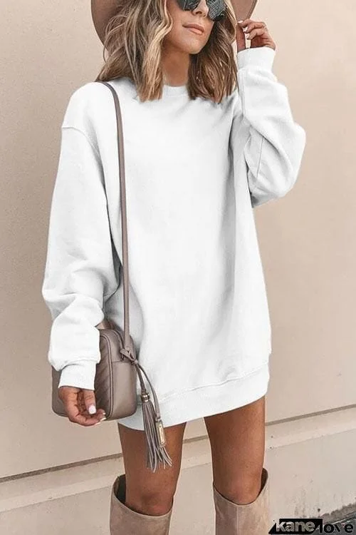 Solid Color Loose Casual Mini Dress