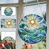 (Upgrade Size)DIY Diamond Painting Art Double Sided Effect Pendant Colorful Stained Glass Hanging Ornament Kit(Waves)