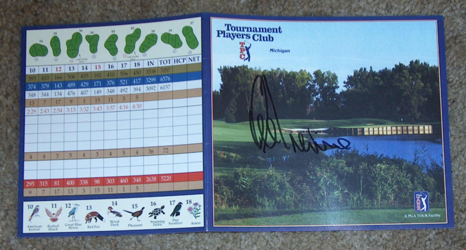 Lee Trevino signed Tournament Players Club of Michigan scorecard