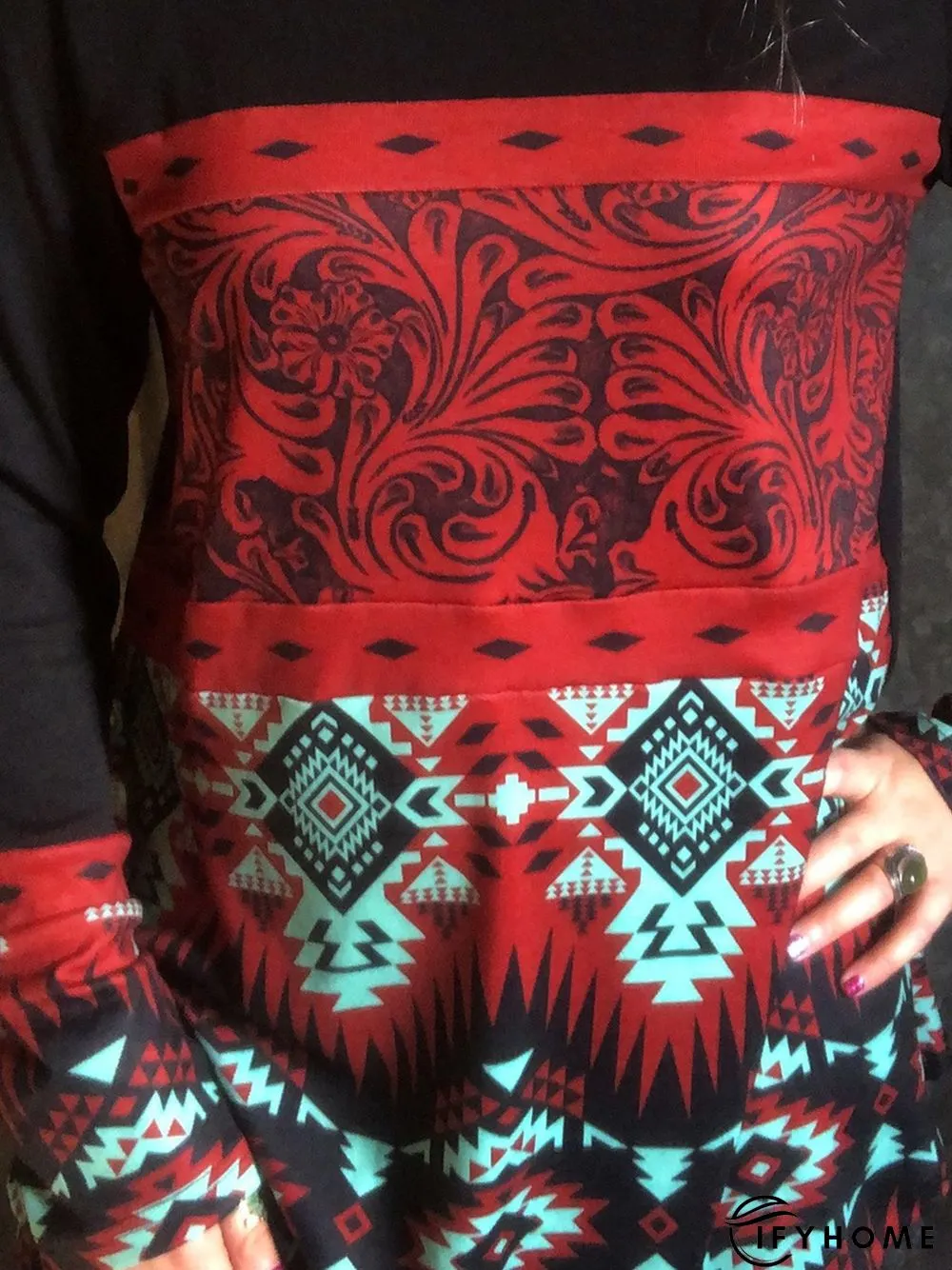 Vintage Crew Neck Printed Long Sleeve shirt & Tunic Top | IFYHOME