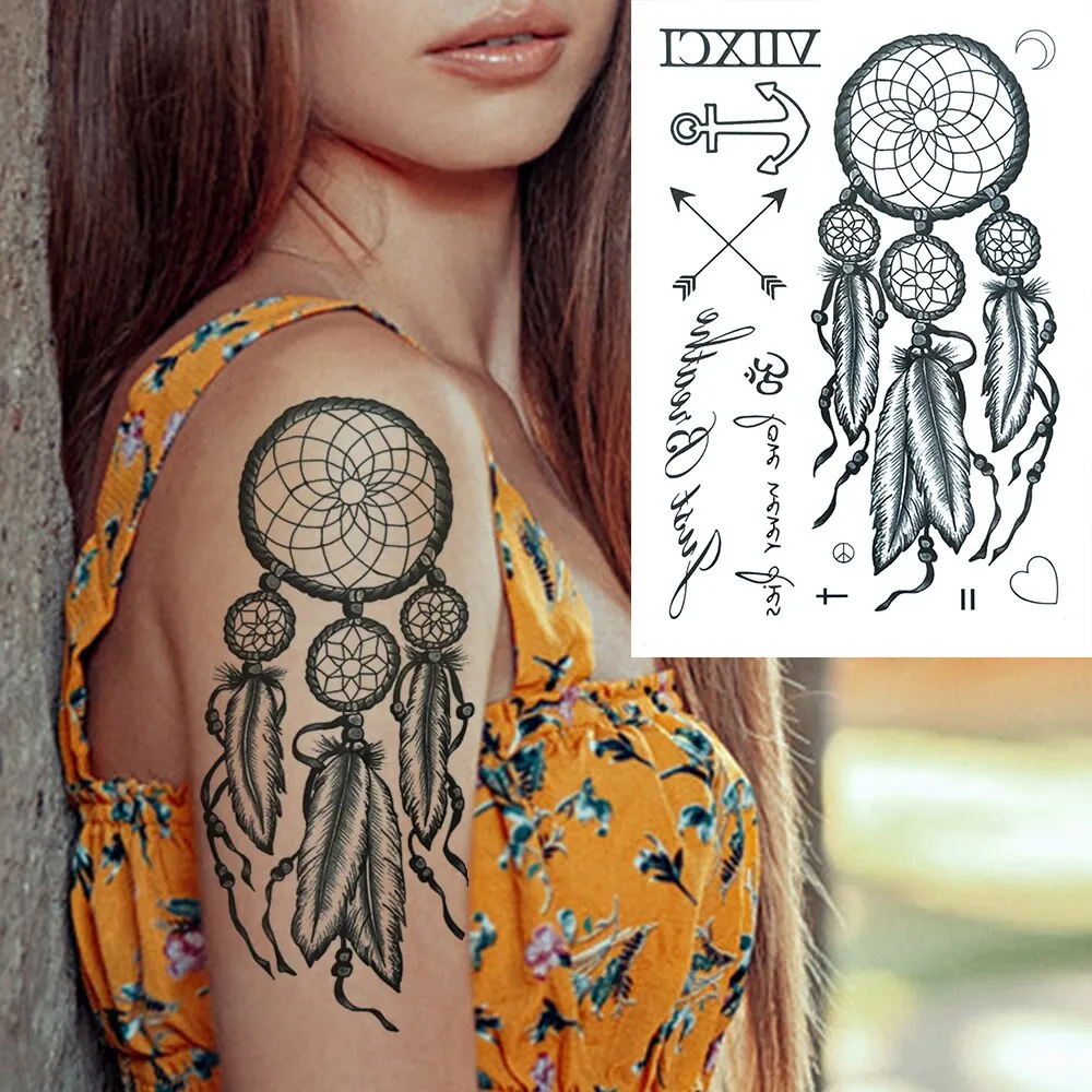 3D Flower Triangle Temporary Tattoos For Women Girl Fake Wolf Deer Geometry Tattoo Sticker Peony Dahlia Body Art Adults Tatoos