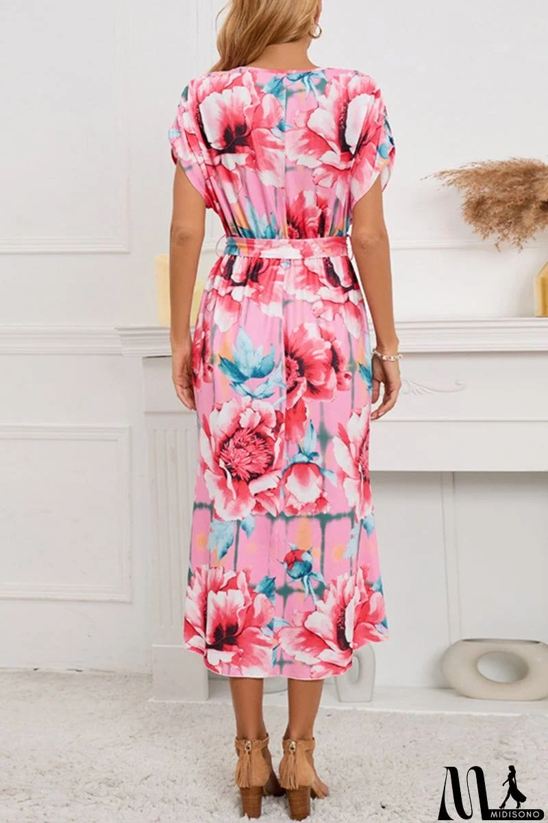 MidiSono - Elegant College Floral Frenulum Asymmetrical Trumpet Mermaid Dresses