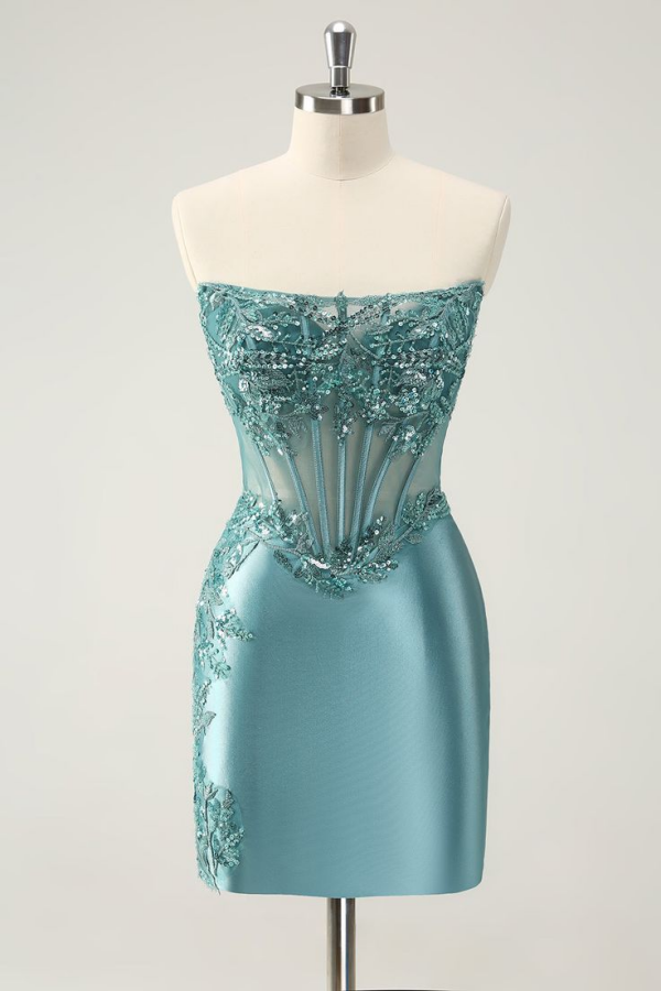 Strapless Embroidered Mini Homecoming Dress