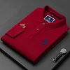 Cotton long-sleeved lapel embroidered polo shirt