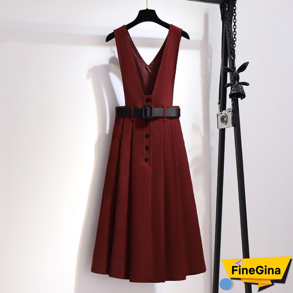 Fashion Chain T-shirt+Strip Dress P11526