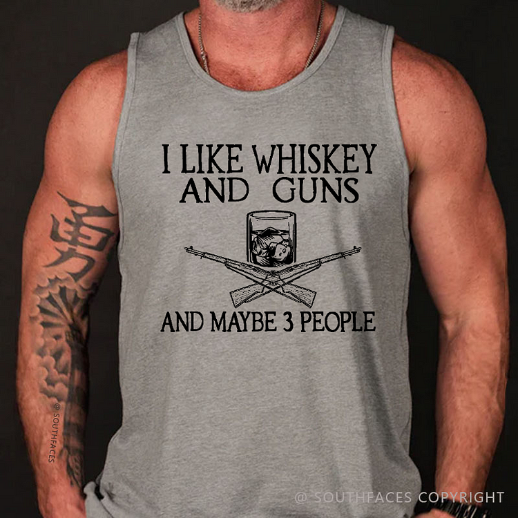 I Like Whiskey And Guns And Maybe 3 People M1 Gift Tank Top