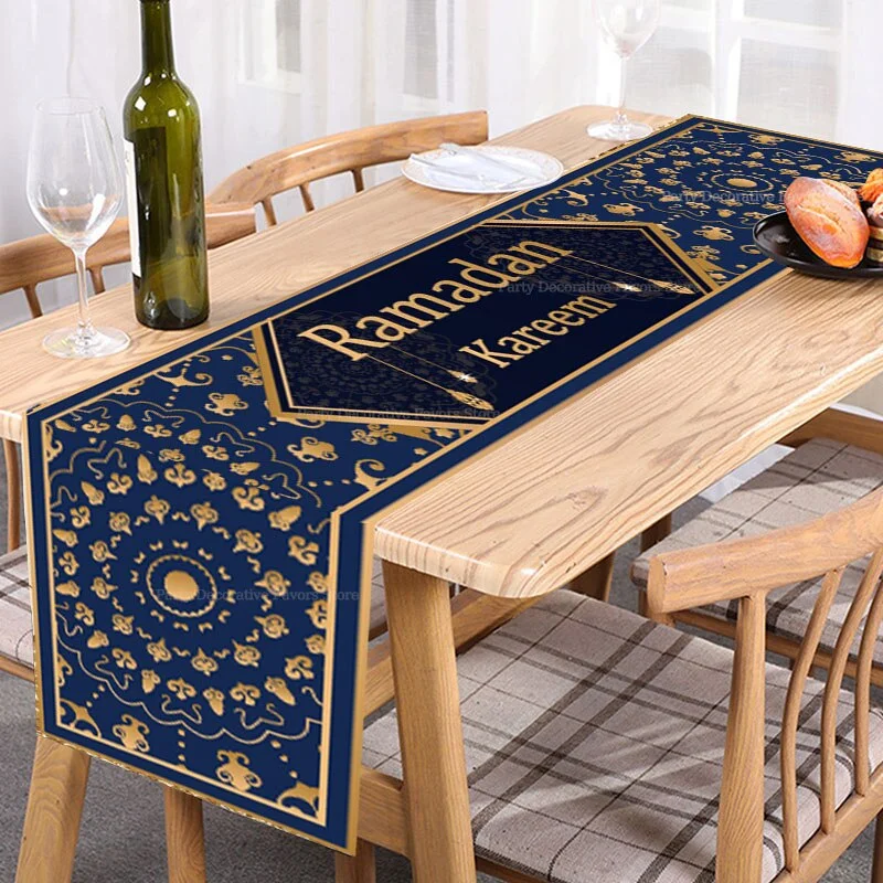 180x35cm Eid Mubarak Table Runner Ramadan Decoration For Home Islamic Muslim Party Decor Ramadan Kareem Eid Al Adha Gift