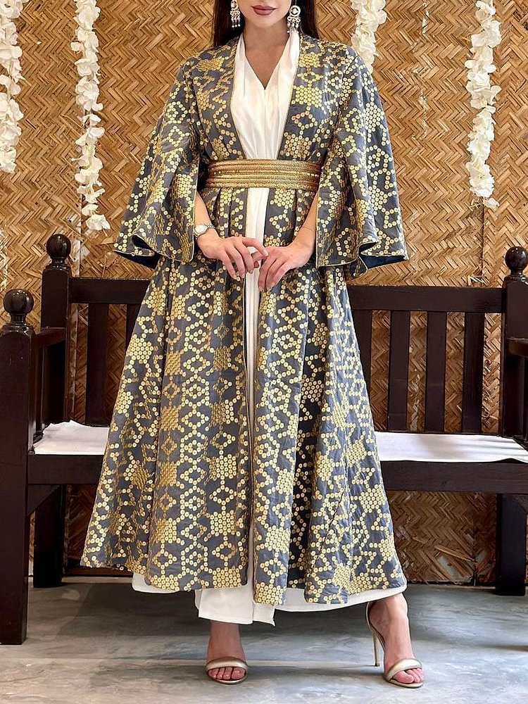Retro Waistband Elegant Abaya