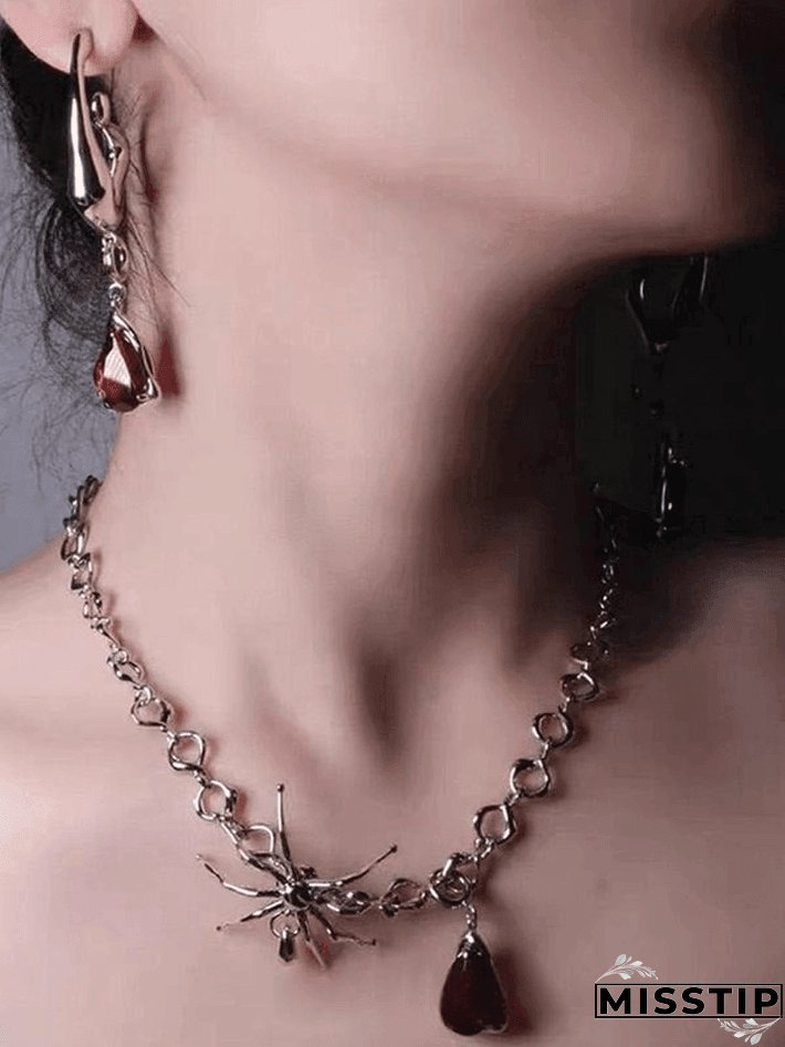 Spider Drop Pendant Chain Necklace
