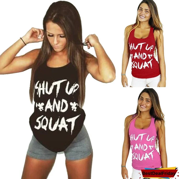 Trendy Women Workout Tank Top T-shirt - Gym Clothes Fitness Yoga Lift(Color:Pink,Red,Black Size:S/M/L/XL,XXL,XXXL)