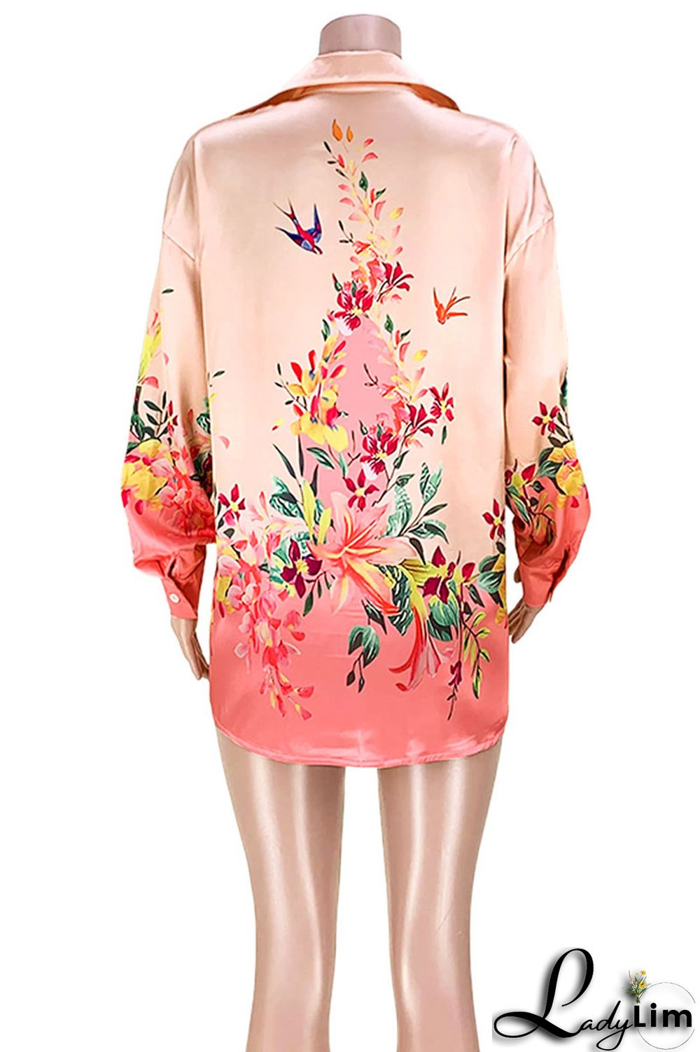 Orange Fashion Casual Basic Turndown Collar Tops