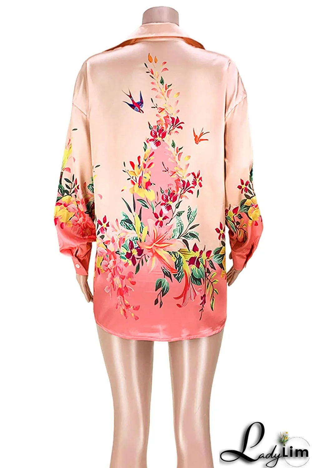 Orange Fashion Casual Basic Turndown Collar Tops