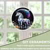 (18.5cm)DIY Acrylic Jigsaw Puzzle Window Hanging with Hanging Chain DIY Stained Glass Decoration Round Window Puzzle Decor for DIY Craft Project (Colorful Horse)