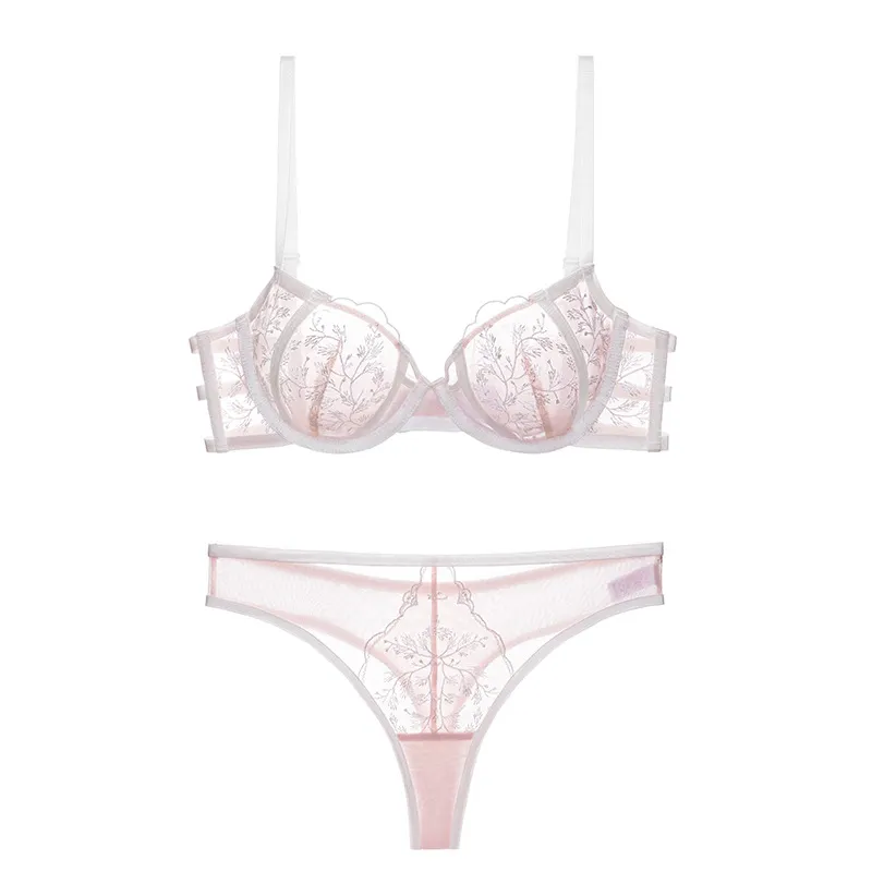 Churchf Lace Lingerie Women's Pure Lust Wind Comfortable Breathable Sexy Cobbed Bra Large-Size Embroidery Bra Set