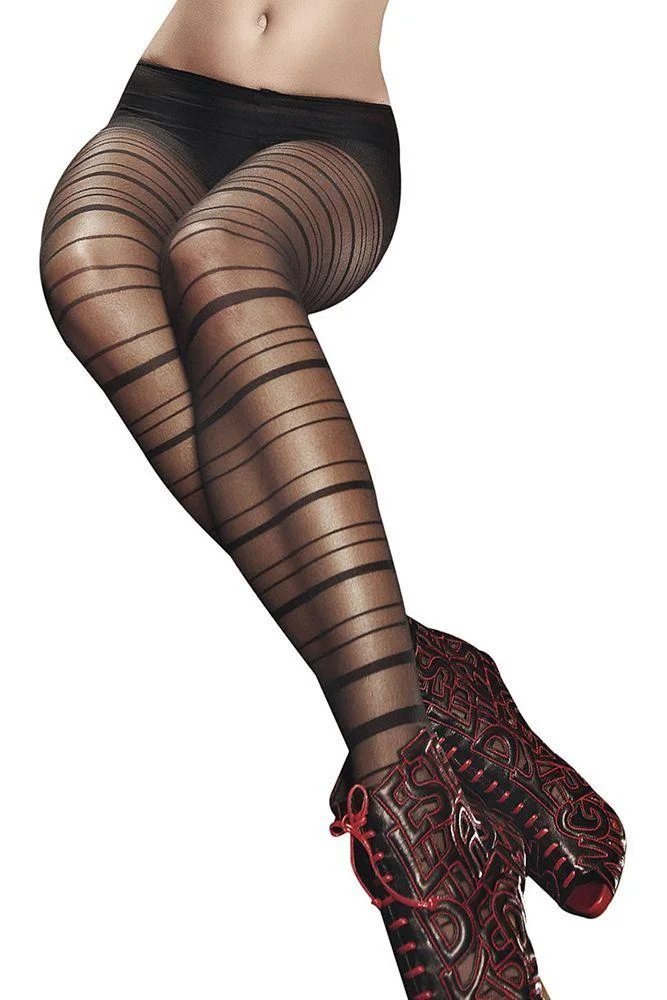 Pornhint Black Sheer Striped Pantyhose