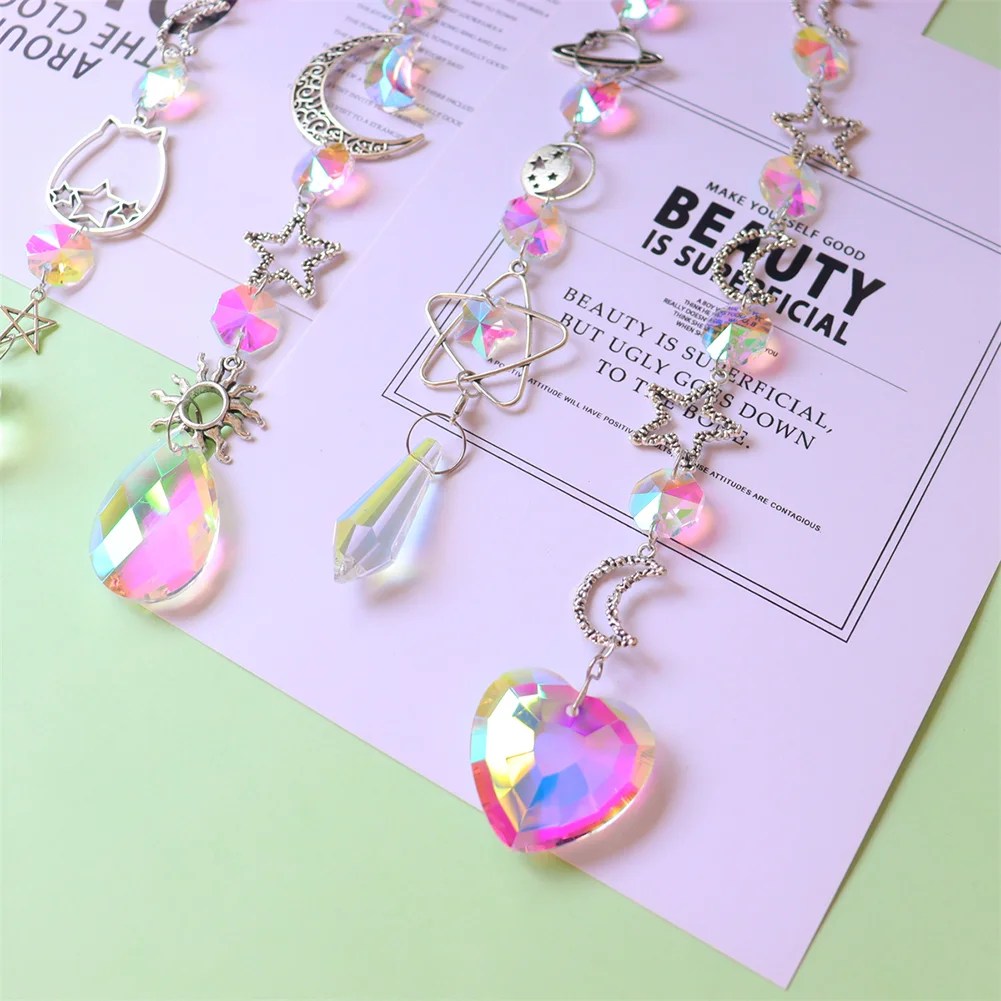 Crystal Wind Chime Prism Catchers Hanging Ornament Curtain Garden Pendant