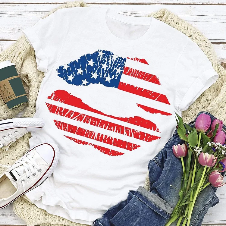 Independence Day Lips T-shirt Tee-Annaletters