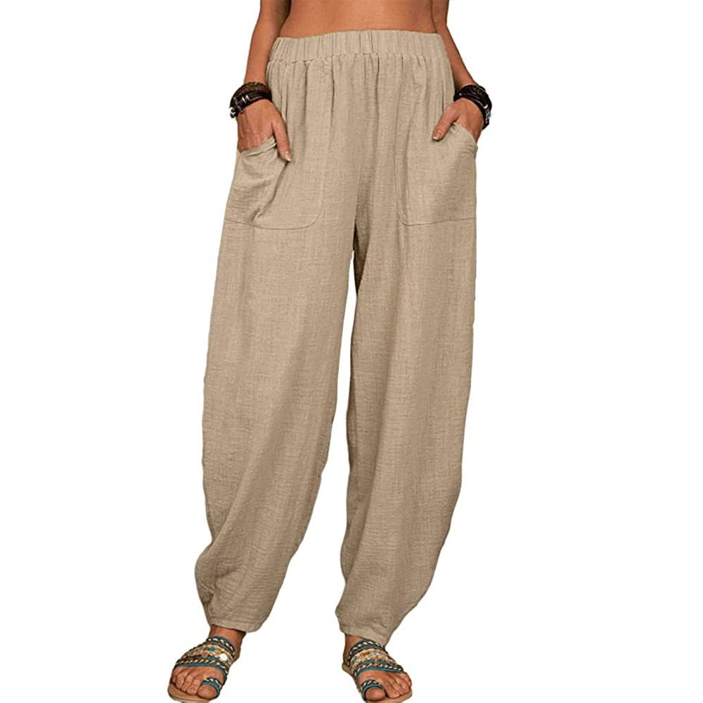 Women's Casual Pants Loose Cotton Linen Home Trousers