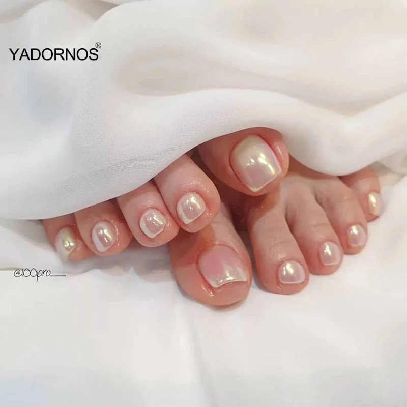 24pcs false nails for feet Patch Glue Type Removable Short Paragraph Fashion Manicure Save Time False Toenail Patch TY-Nail Inspo