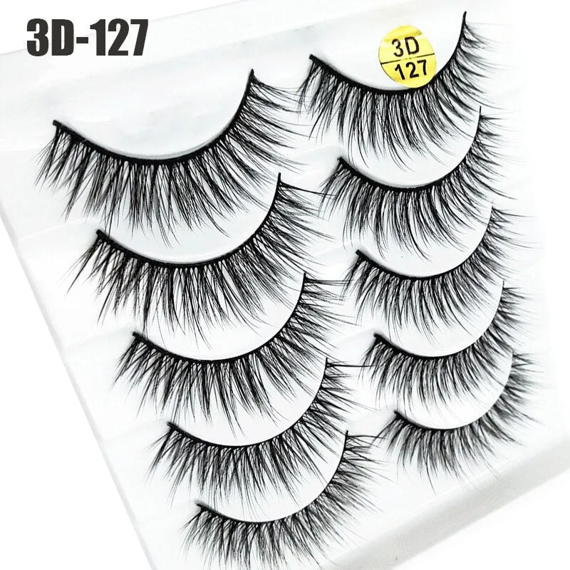 5Pairs 6D Mink Lashes False Eyelashes Natural Long Eyelash Extension Cross Volume Soft Fake Eye Lashes Winged Faux Cils Dropship
