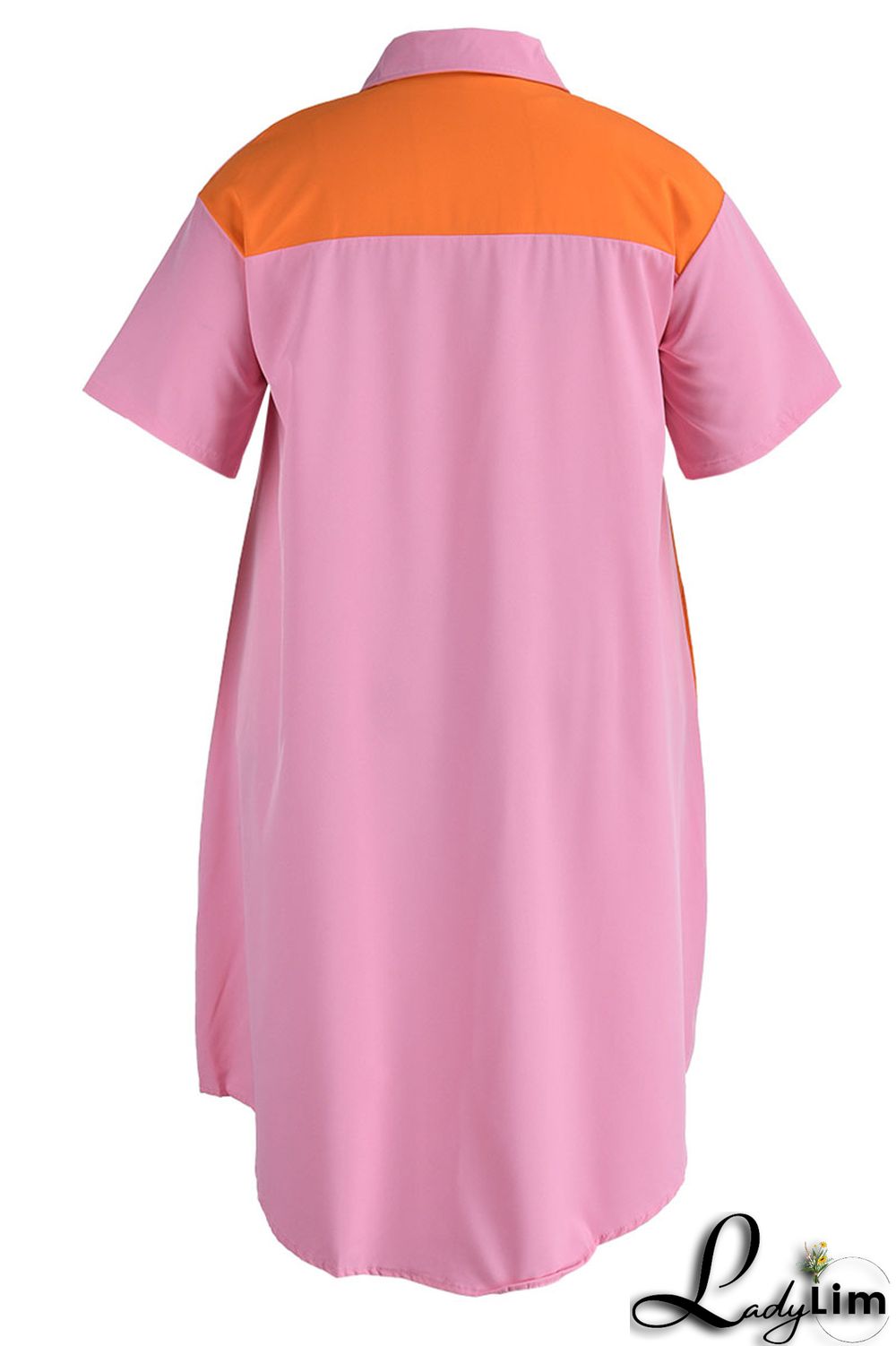 Light Blue Casual Solid Patchwork Zipper Collar Straight Plus Size Dresses