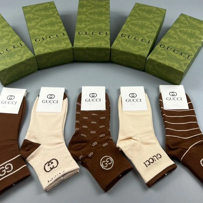 Women's Socks Spring Summer New Mid-Calf Short Socks Sweat-Absorbent Odor-Resistant Breathable Fashion Mixed Colors Boxed 5 Pairs