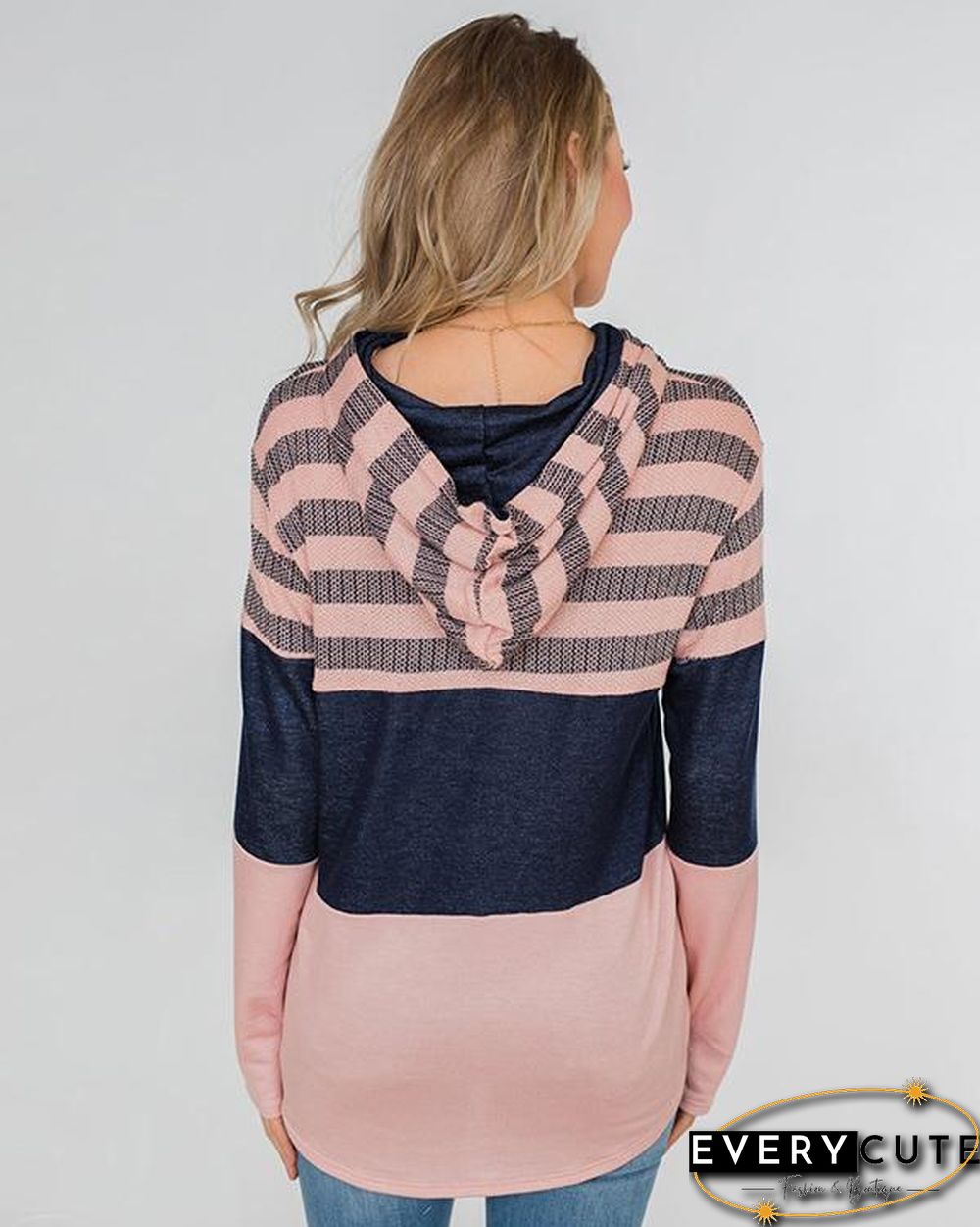 Color Block Splicing Drawstring Hoodies