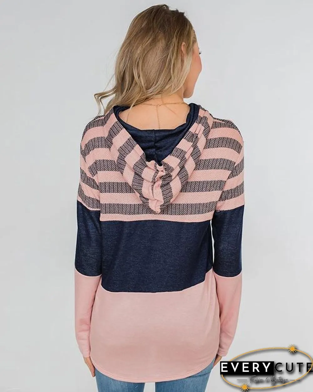 Color Block Splicing Drawstring Hoodies
