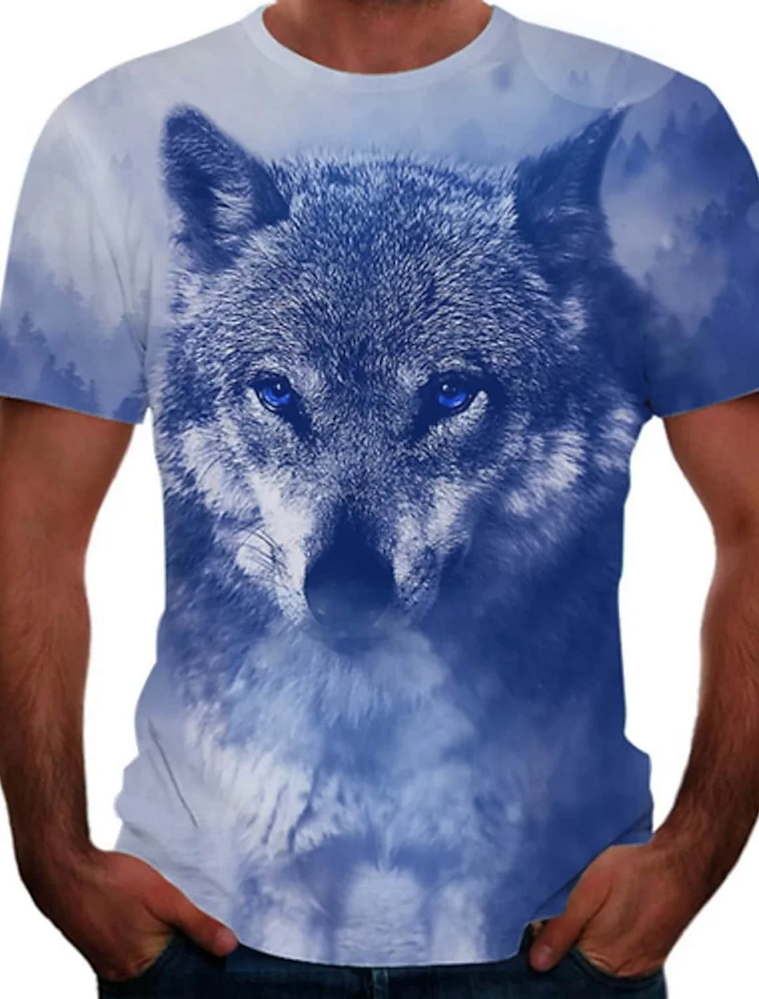 Men's Tee T Shirt 3D Print Graphic Wolf Animal Plus Size Print Short Sleeve Street Tops
