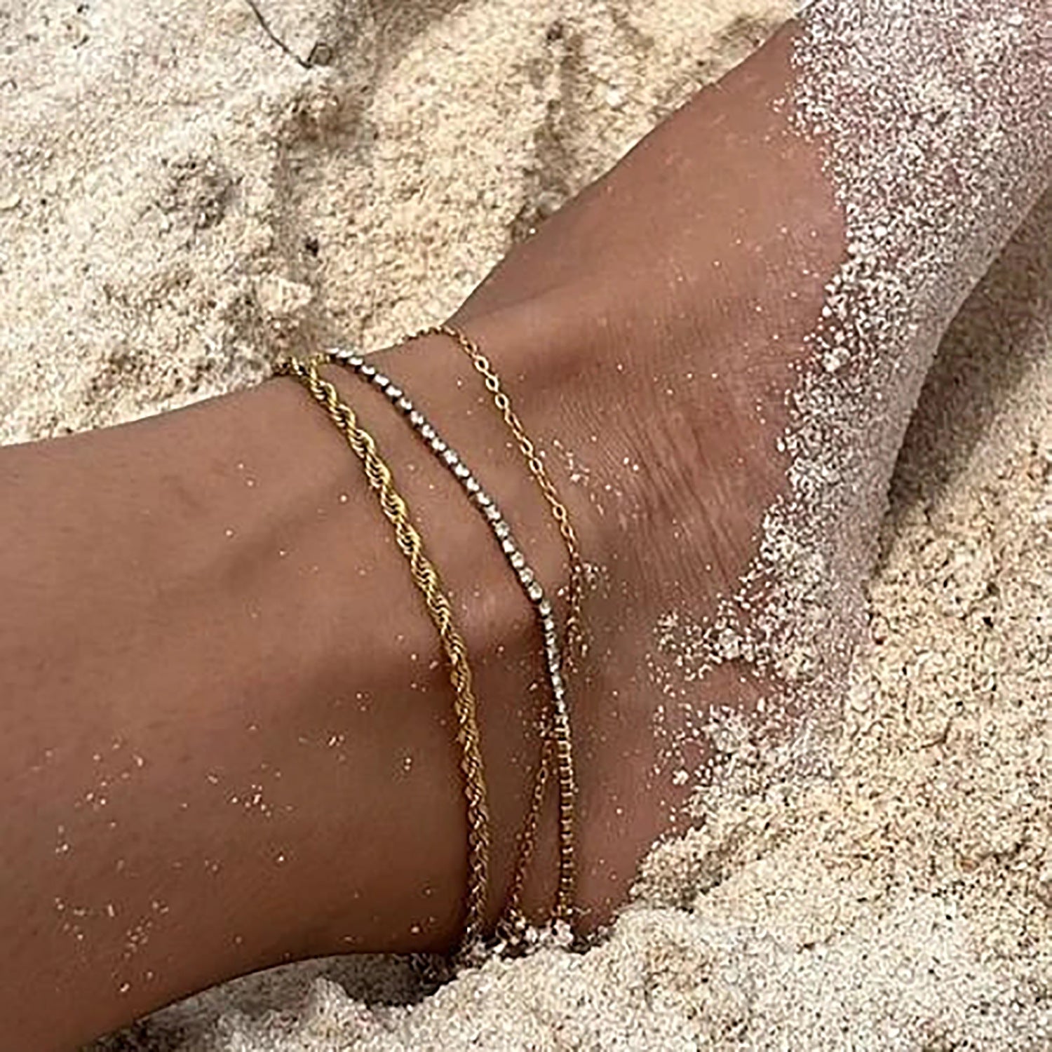 Women Minimalist Geometric 18K Gold Plated Anklets
