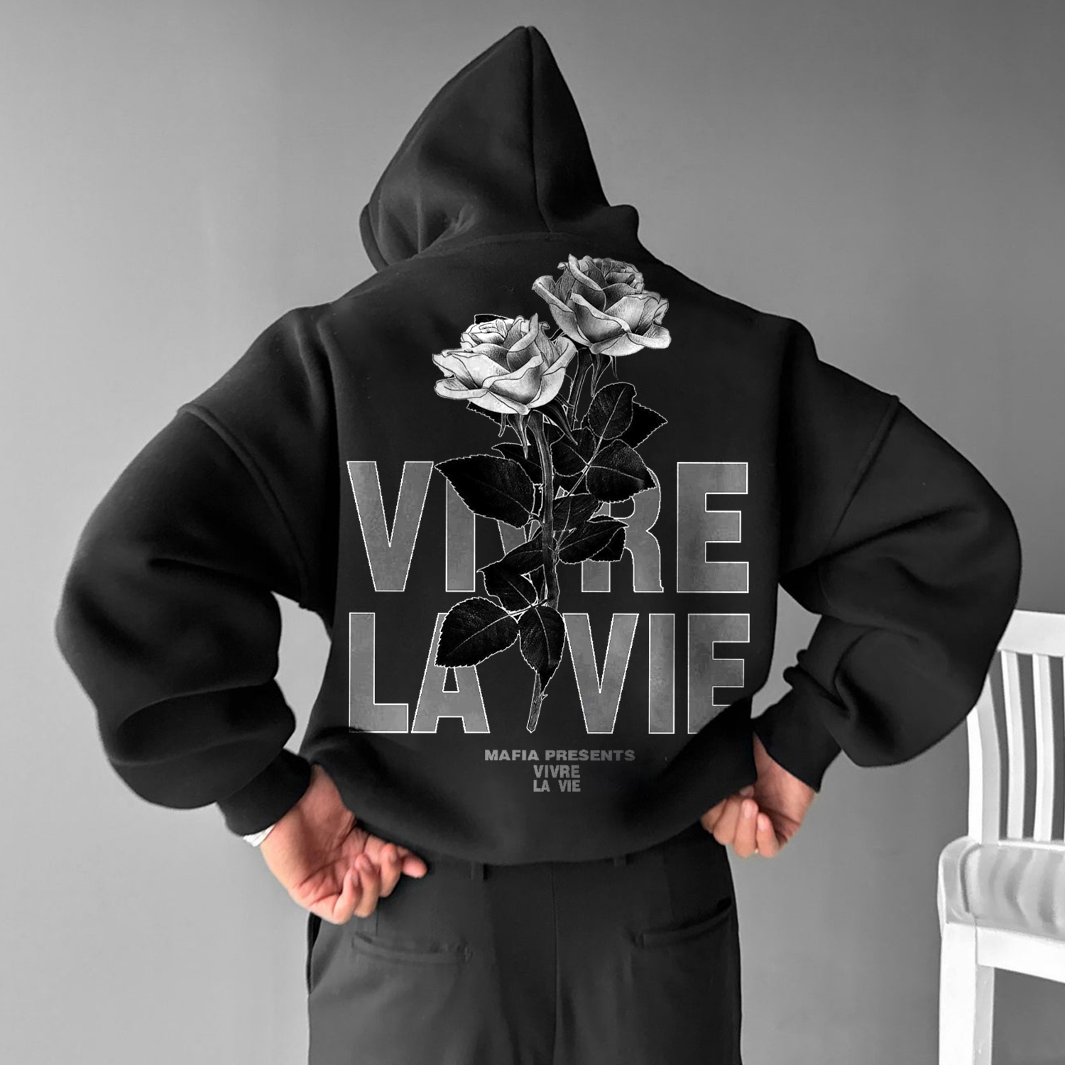 Stylish Floral Lettering Oversized Hoodie