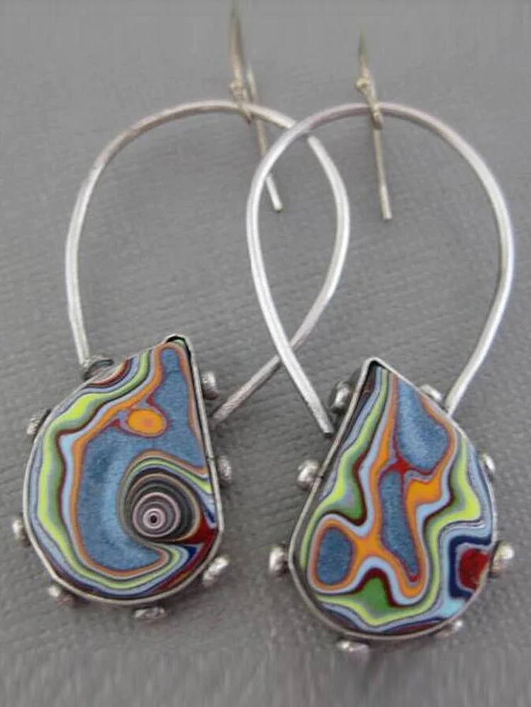 Marble Pattern Ethnic Style Dangle Earrings