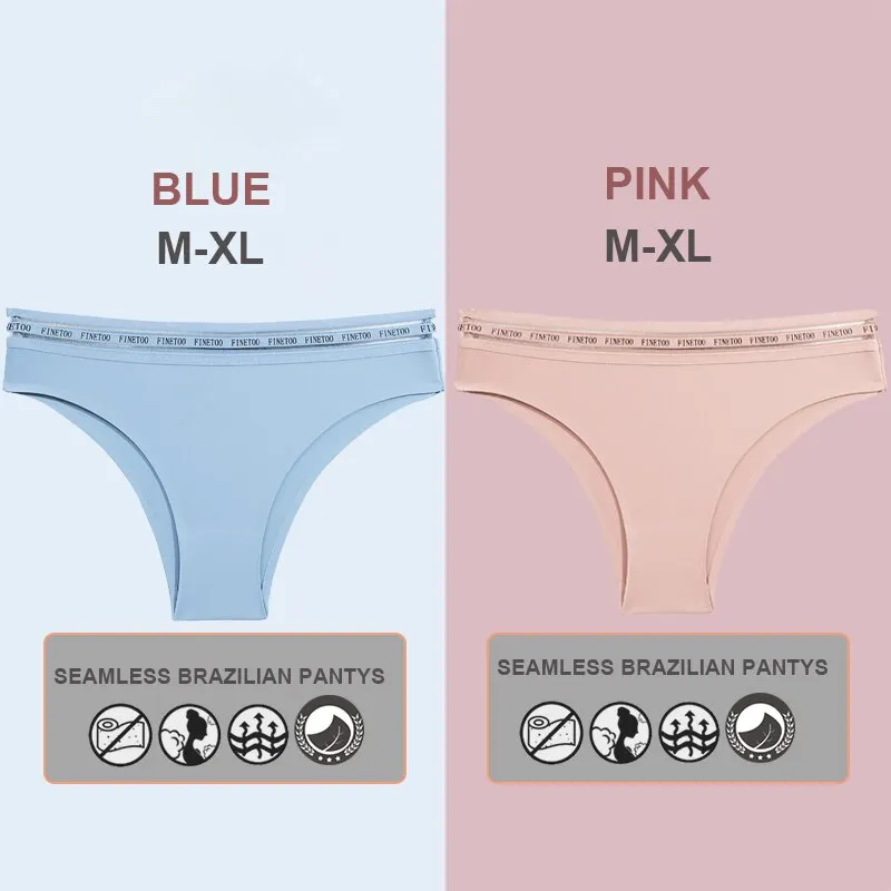FINETOO 2PCS/Set Women Seamless Lingerie Letter Underpants Ladies 6 Solid Colors M-XL Woman Sexy Panties Briefs Underwear Thong