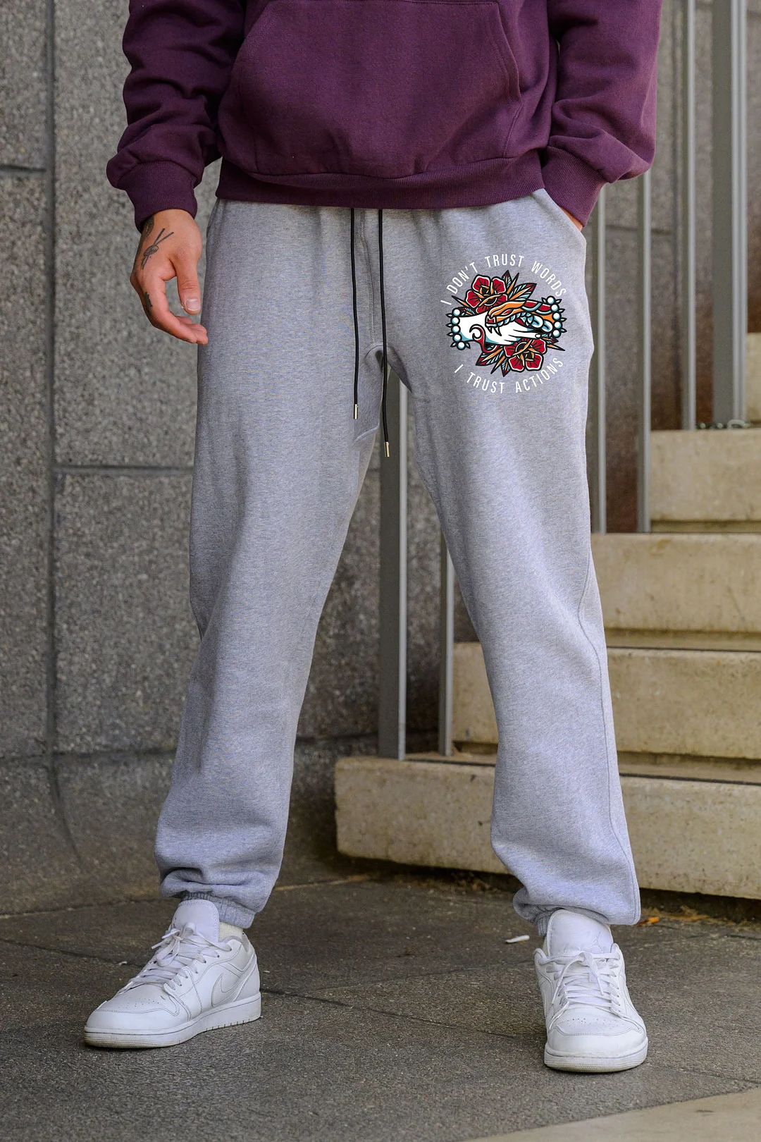 I Don't Trust Words I Trust Actions Printed Men's Sweatpants