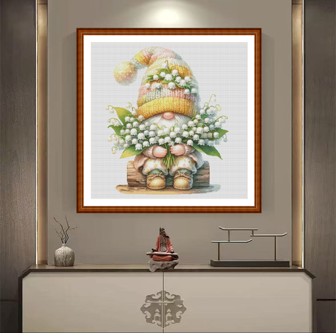 1set DIY Printed Cross Stitch Kit, 【ZZ4994- Ringflower Dwarf】100 cotton thread Painting Fairy Cross Stitch