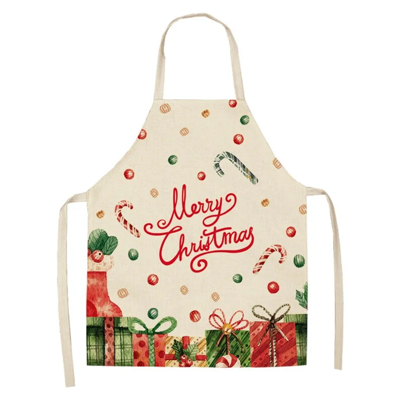 Linen Merry Christmas Apron Christmas Decorations for Home Kitchen Accessories Natal Navidad 2020 New Year Christmas Gifts