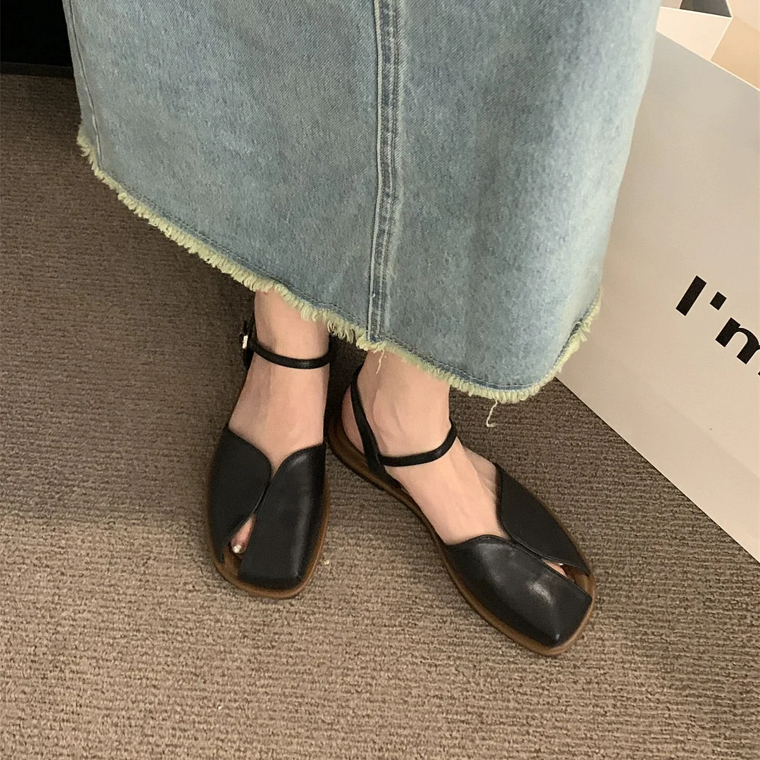 Breakj Breakj Sandals Women 2025 New Summer Korean Version Of The Sen Series Retro Fairy Wind Casual Soft Flat Bottom Roman Shoes