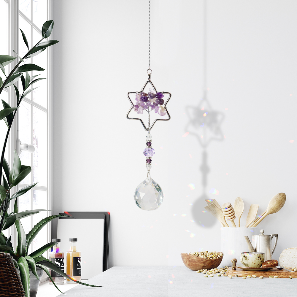 

Five-pointed Star Purple Tree - Art Crystal Suncatcher, 501 Original