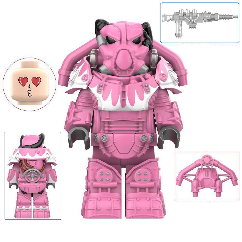 X-01 Power Armor (Hot Rod Pink) Custom Fallout Minifigure Minifigure Bricks monstertoys