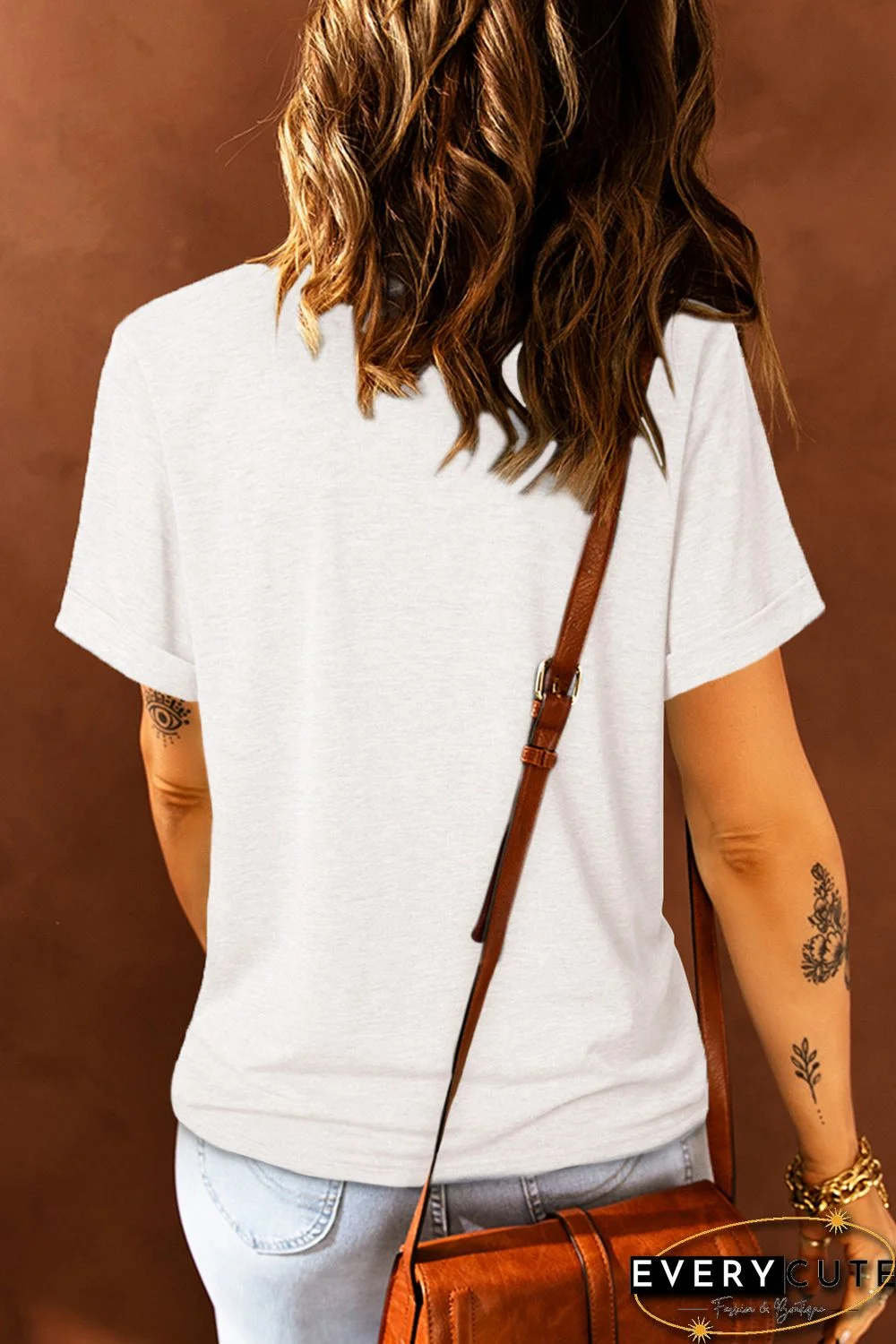 White Western Cow Head Baseball Print Graphic T Shirt